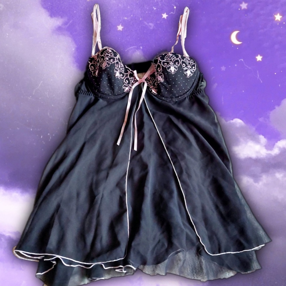 Cute Floral See-through Bustier Babydoll